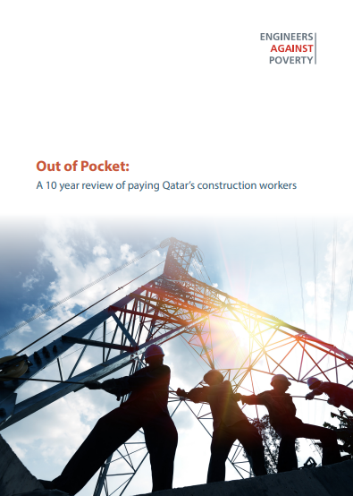 Front cover of report, with title and image of workers